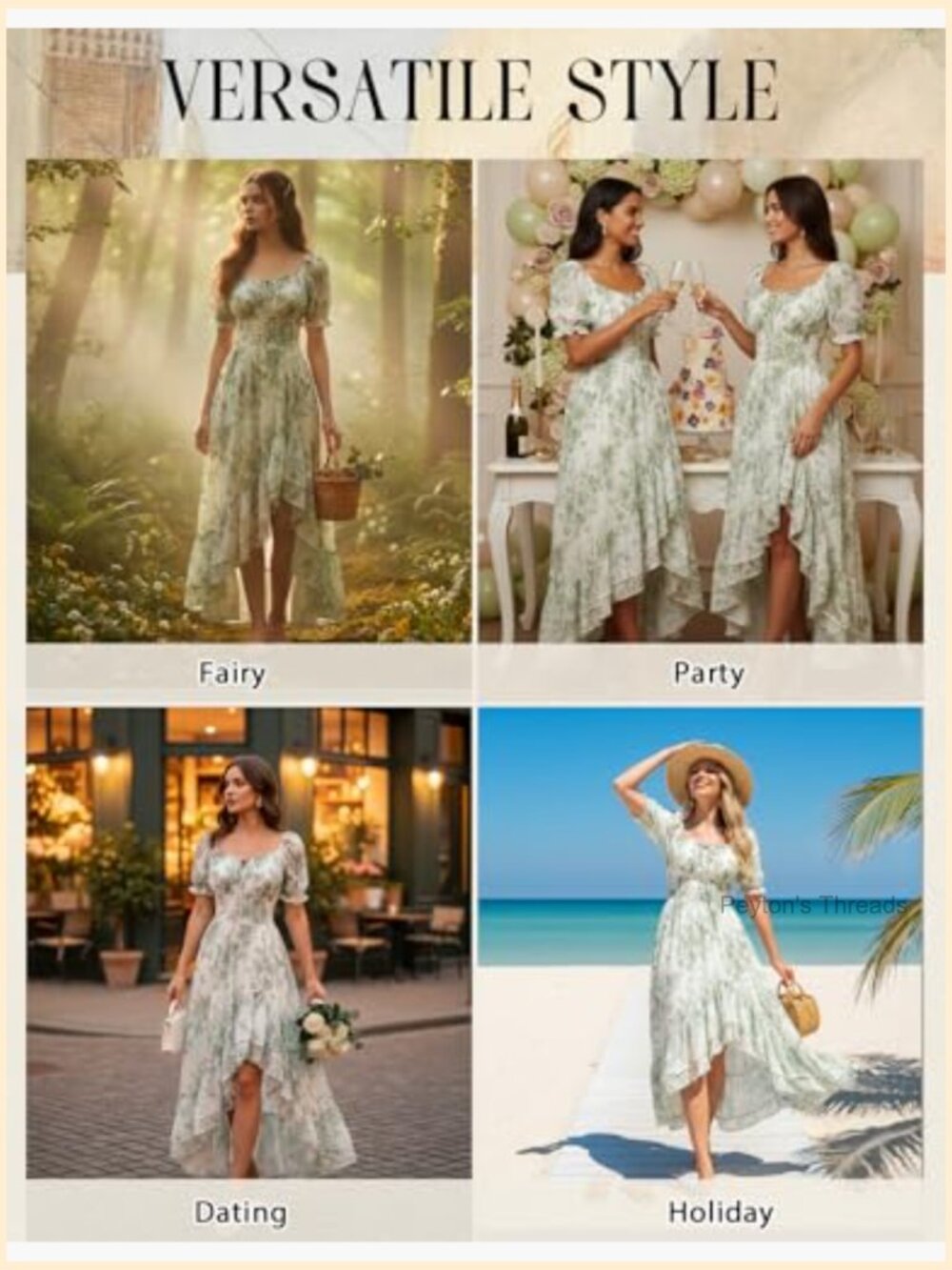 Corset Chiffon Flowy Sundress Wedding Guest Dress Summer - Picture 6 of 7